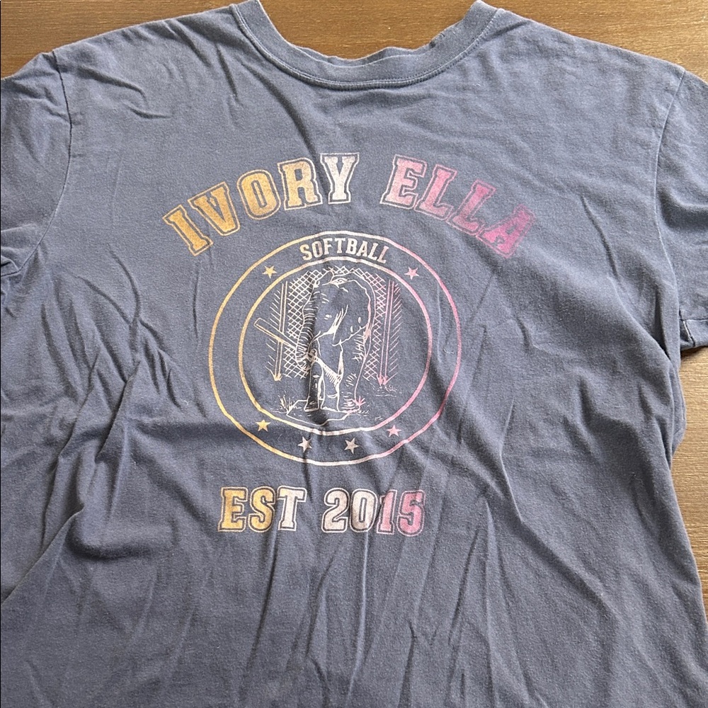 Ivory Ella Gray Softball Tee with Pink and Yellow Accents